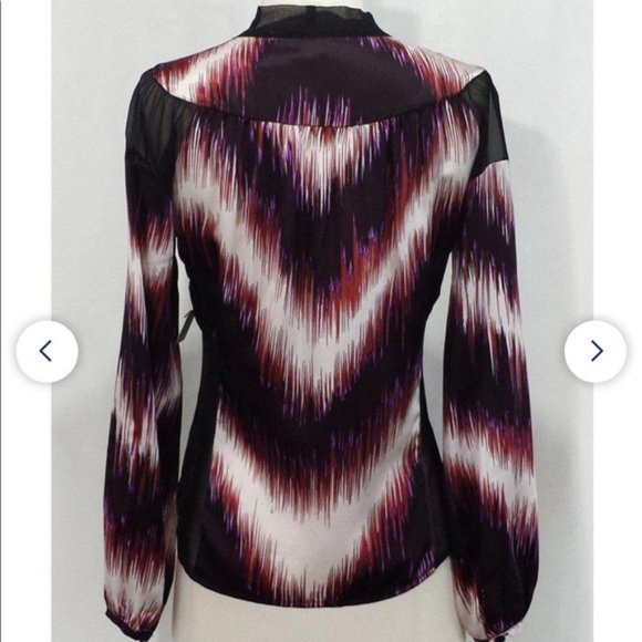 Line & Dot 100% Silk Blouse With Sheer Panels XS - Picture 14 of 14